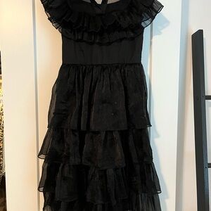 Elegant Black Ruffled Kids Dress